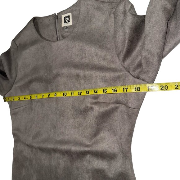 Anne Klein Women's Gray Faux Suede/Felt Midi Sheath Dress Sz 8 NWT - Picture 7 of 13